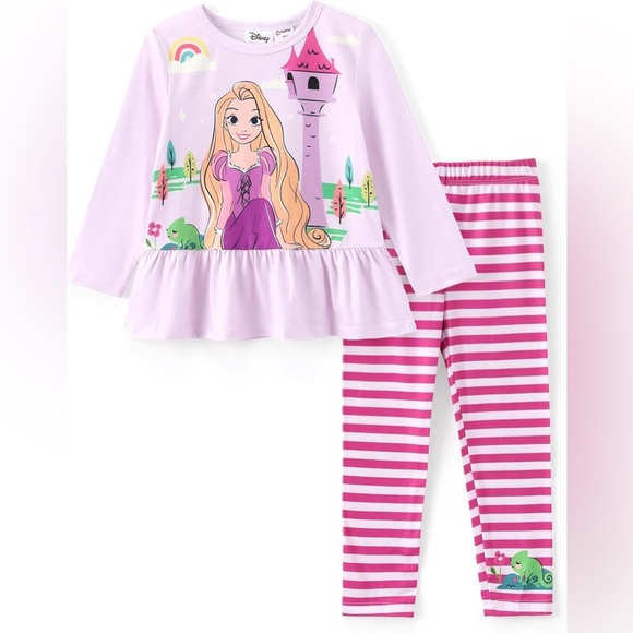 Disney PatPat Rapunzel Set Size 4-5 Long Sleeve Legging Outfit Disney Princess - Picture 1 of 10